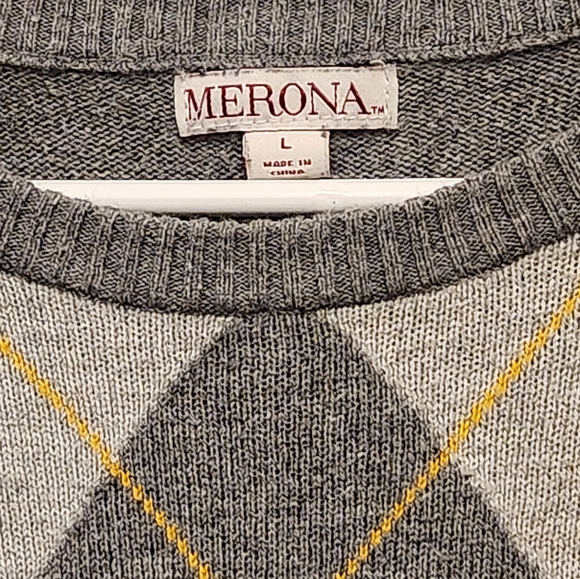 Merona gray yellow Argyle sweater - Picture 2 of 2
